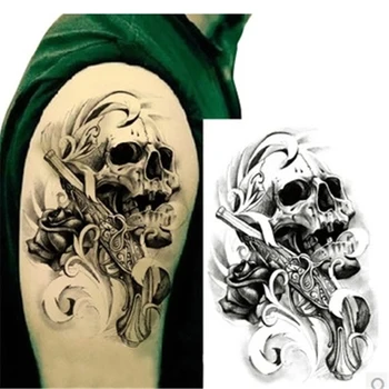 

2pcs/lot Waterproof Temporary Tattoo Sticker Body Arm Fake Tatto Scary Skull Tatoo Sleeve Tatto for Men Women 3D Tattoos Sticker