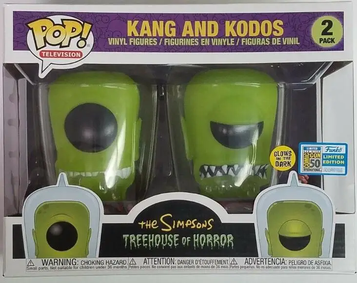 

Funko POP Original The Simpsons Collection Model Toys Treehouse of Horror Kang and Kodos Glow in The Dark PVC Kids Toys