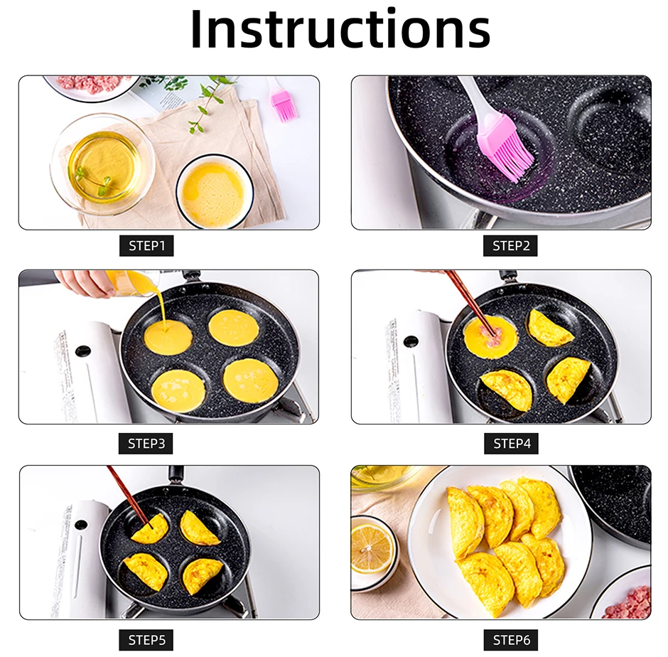 4/7 Cups Pancakes Frying Pans Breakfast Egg Pan Durable Non-stick Pan Holes Cooking Egg Ham Pans Pancak Maker Pan Cookware