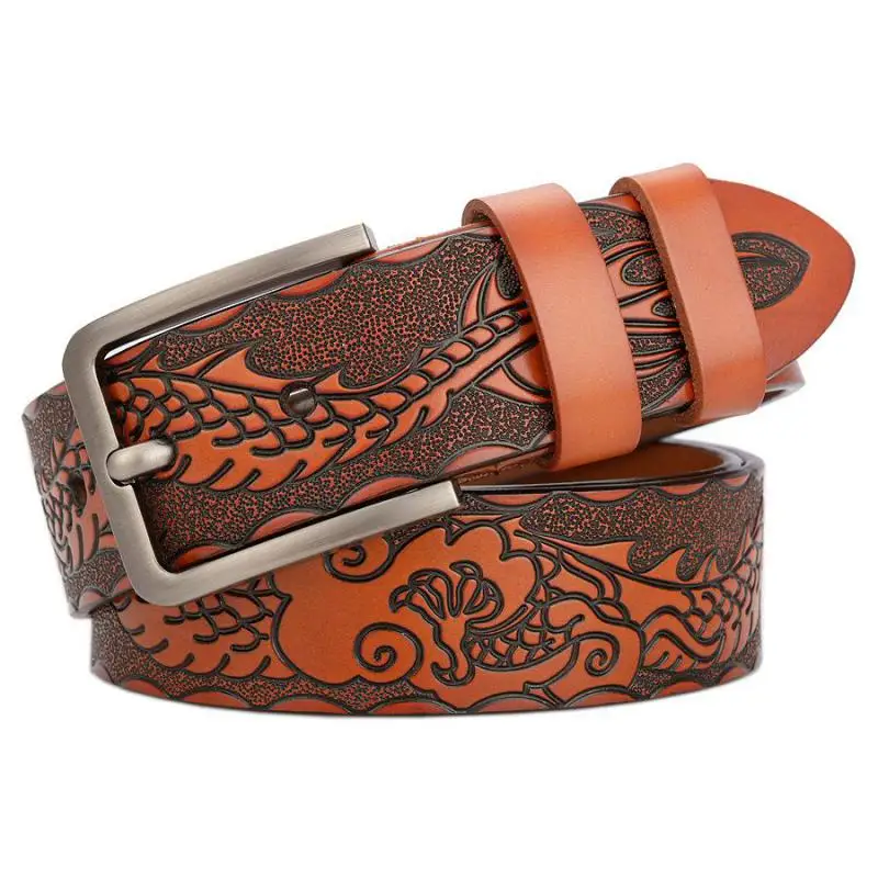 

New Dragon Carved Men's Belt Foreign Trade Personality Fashion High-end Casual Pin Buckle Men's Jeans Belt Men's Business Hot