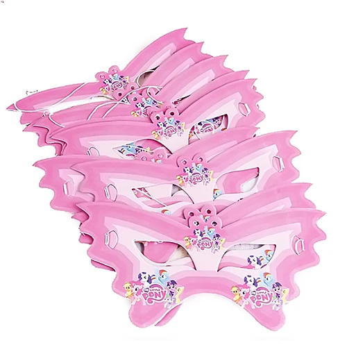 Mask 6pcs Мой маленький пони бумажный флаг/тарелка/шляпа вечерние украшения фольги Воздушные шары ребенок счастливый день рождения, мероприятие, вечеринка поставки для детей - Цвет: Mask 6pcs