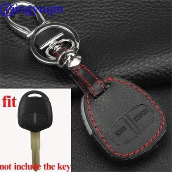

jingyuqin 2 Button Remote For Mitsubishi outlander ex Lancer Asx Pajero Car KeyChain Control Leather Key Cover Case