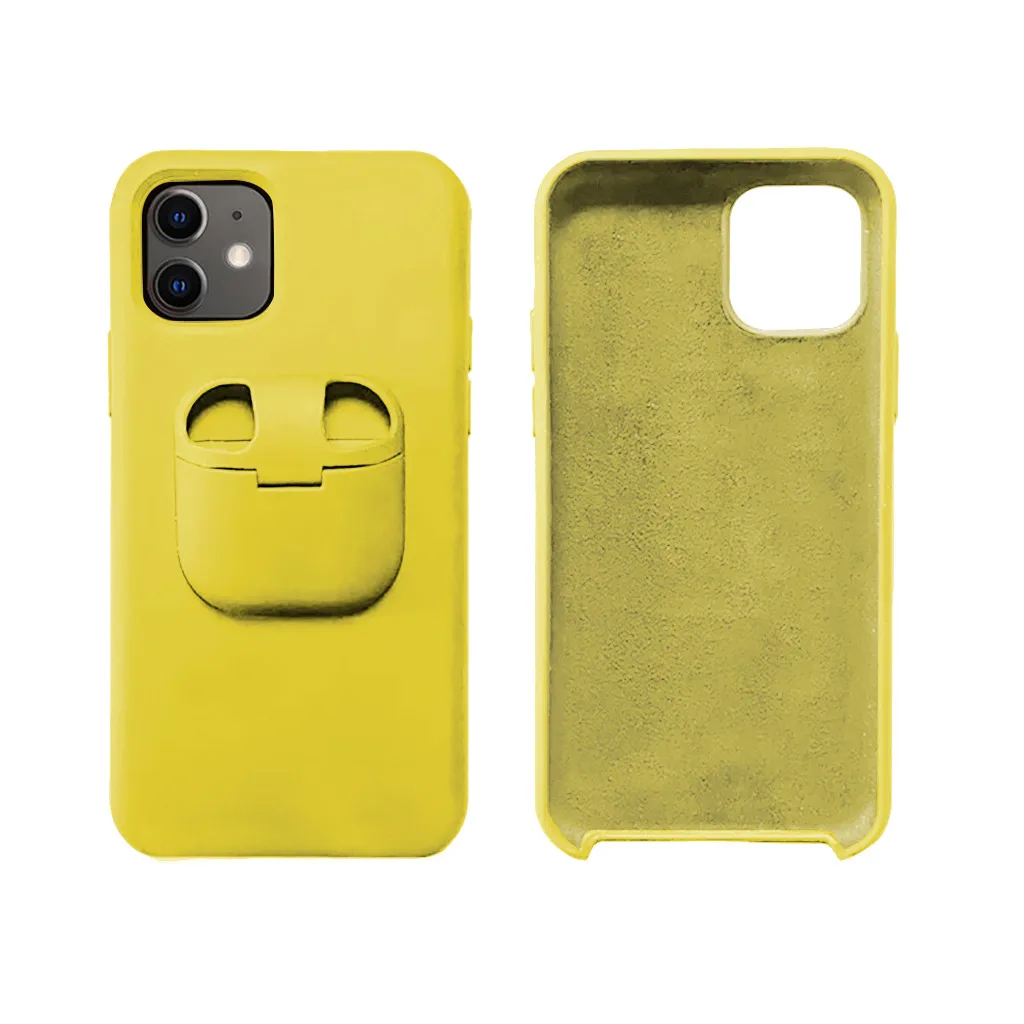 2в1 набор беспроводных наушников чехол для IPhone 11/11Pro/11Pro Max защитная оболочка для Apple Наушники Аксессуары для мобильных телефонов - Цвет: Yellow