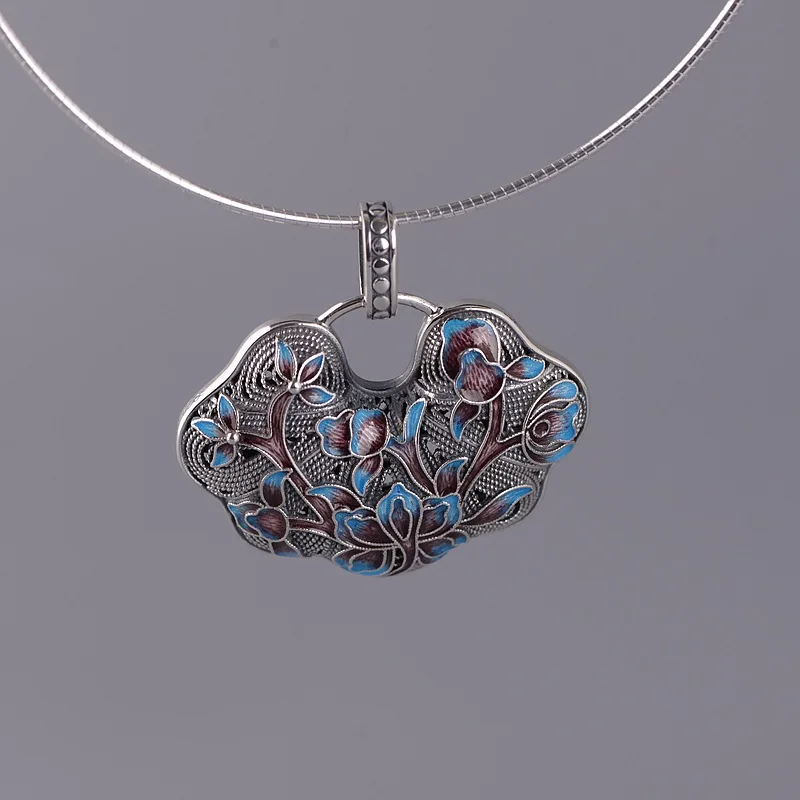 BALMORA Настоящее серебро 925 проба Винтаж Пион цветочный кулон для ожерелья для женщин леди подарок этнические эмалированные модные украшения - Окраска металла: SY14043