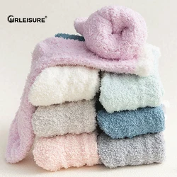 CHRLEISURE 5 PCS Winter Thick Thermo Women Socks Fuzzy Fluffy Terry Warm Socks Short Cute Cotton Socks Female Womens Foot Sox
