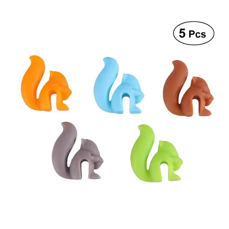 

5 Pcs Silicone Red Wine Glass Marker Creative Squirrel Sticker Sucker Mark Glass Identification Perfect For Parties