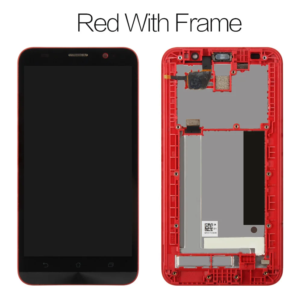 With Red Frame Для Asus Zenfone 2 lcd ZE551ML дисплей Z00AD Z00ADB Z00ADA дисплей для Asus ze551ml ЖК-экран сенсорный дигитайзер стеклянная рамка - Цвет: With Red Frame