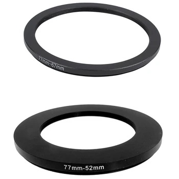 

2 Pcs Black Step Down Ring Adapter for Camera, 77mm-52mm & 77mm-67mm