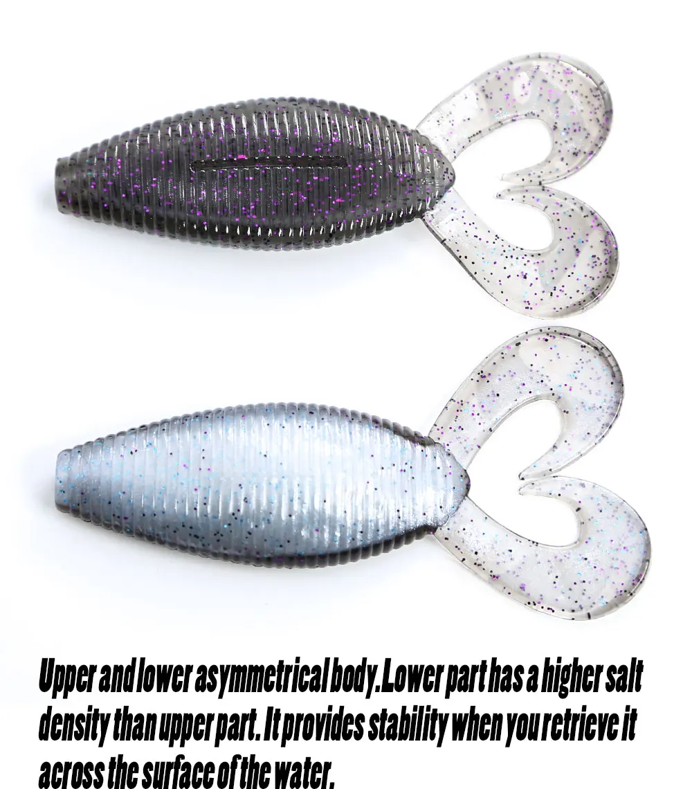 B&U Spiron Twin 100mm Curved Tail Fishing Lures Soft BaitsArtificial Wobblers Craws Silicone Shad Worm Bass leurre souple