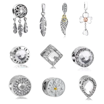 

2Pcs/lot Silver Color Feather Ferris Wheel Pendant fit Brand Charms Bracelets DIY Jewelry Women Silver Jewelry Accessories