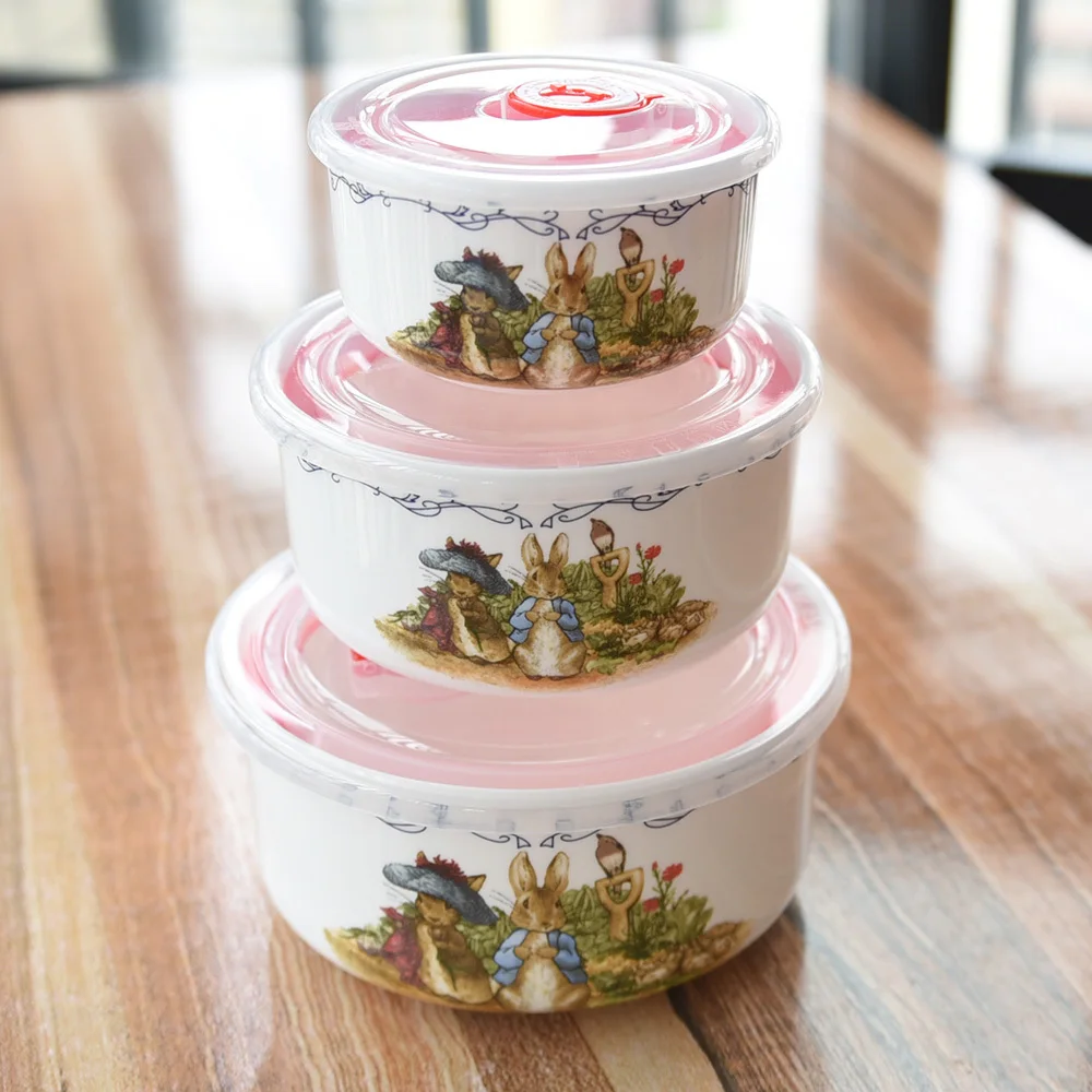 Питер посуда с кроликами Tureens свежий салатник костяного фарфора сохраняет свежесть уплотнительная крышка для ланча бэнто коробка пищевые контейнеры для приготовления пищи