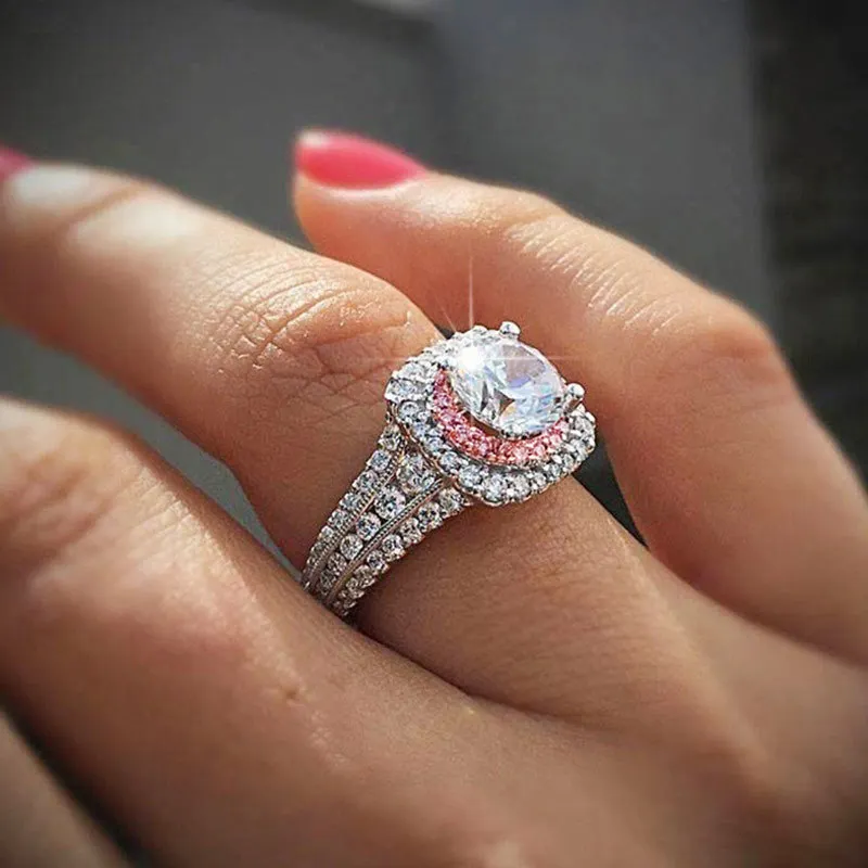 Klassische Luxus Farbe Ringe 2Ct 8 стрел Герцена огранка AAA Zirkon Hochzeit Schmuck Ringe обручальное кольцо feur Frauen