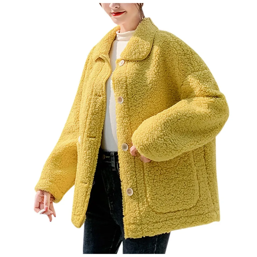 Abrigos mujer invierno зимнее пальто для женщин теплое одноцветное пальто с длинным рукавом и отложным воротником chaqueta mujer manteau femme