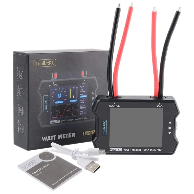 FFYY-ToolkitRC WM150 Ватт метр 150A 50 в измеритель мощности мотора высокая точность PPM тестер выхода сигнала