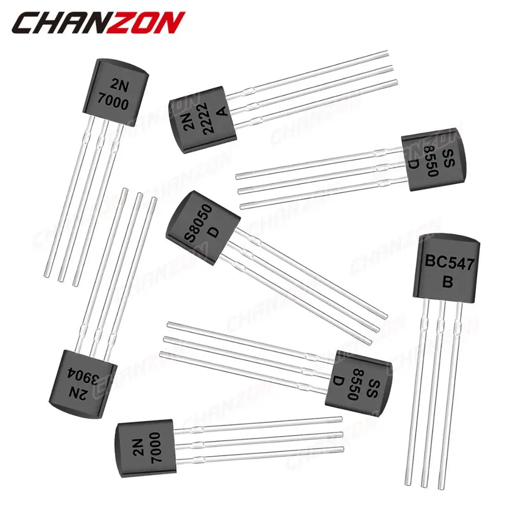 TO-92 NPN PNP Transistor Kit Assortment BC547 2N7000 2N3904 2N5551 BC337 BC557 2N3906 2N2222A S8050 2N5401 BC327 2SC1815 bjt transistor transistors kit