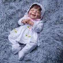 Poupée en Silicone pour bébé fille et garçon, 19 pouces, tissu doux en vinyle, corps, visage et sourire 