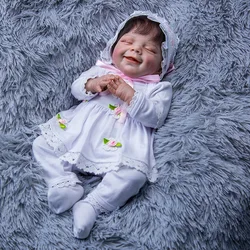 Poupée en Silicone pour bébé fille et garçon, 19 pouces, tissu doux en vinyle, corps, visage et sourire 