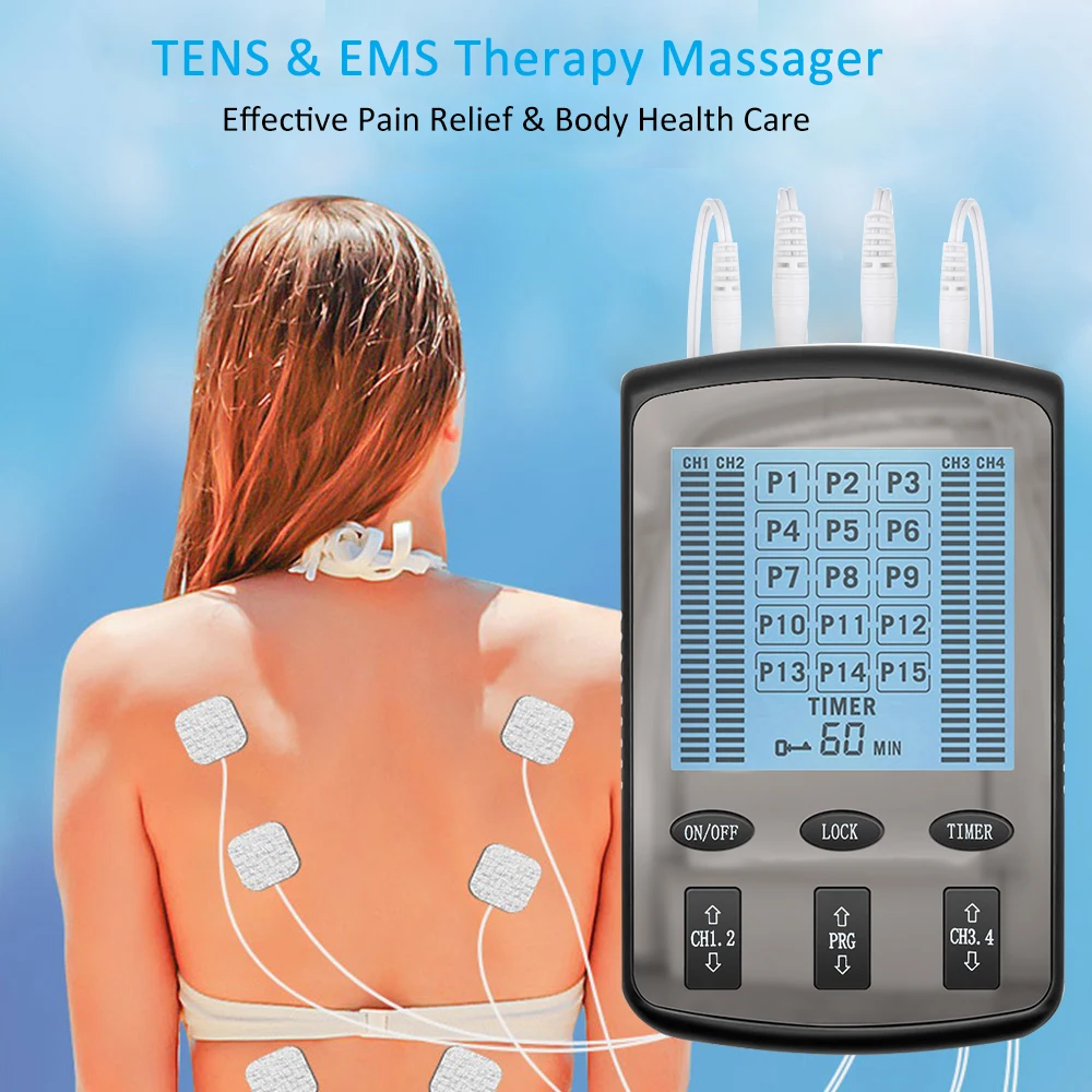 15 Mode TENS Electric Pulse Physiotherapy Electrodes Therapy Massager EMS Nerve Muscle Stimulation For Neck Body Massage Machine