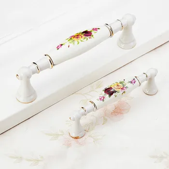 

Rose Zinc Alloy Drawer Handle, Ceramic Modern Minimalist Elegant Kitchen Furniture Cabinet Pull, Shoe Locker Knob, Large Handle