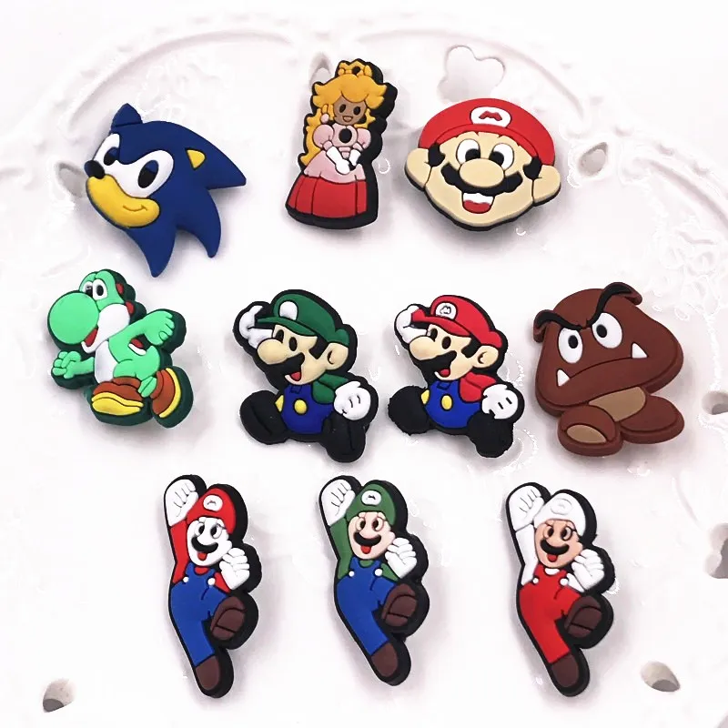 10 шт мультфильм Оптовая смешанный новый дизайн значок Супер Марио мягкие ПВХ