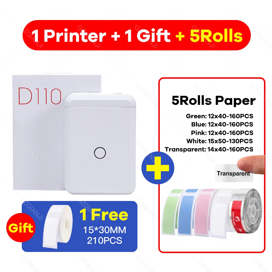 mini printer for android phone Niimbot D110 Mini Portable Thermal Label Printer Paper Roll Hangul Bluetooth Label Printer Sticker Pocket Barcode Printer D11 0 mini printer for laptop Printers