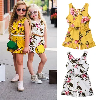 

Pudcoco Baby girl Clothing 2020 Kid girl Strap Floral Print Rompers Summer Sunsuit Sleeveless Clothes Outfits