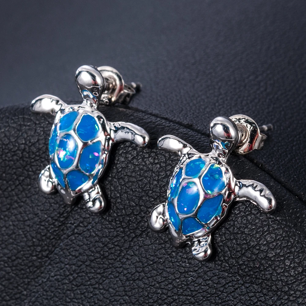 

New Boho Turtle Stud Earrings for Women Girls Minimalist Colorful Blue Fire Charm Earrings Jewelry Animal Accessories Gifts