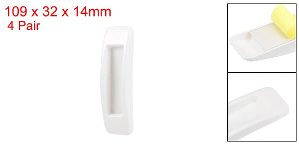 White 4 Pair Uxcell самоклеющиеся ручки для кухонного шкафа, двери, окна, АБС-пластик, вспомогательная мгновенная ручка 109x32x14 мм - Цвет: White 4 Pair