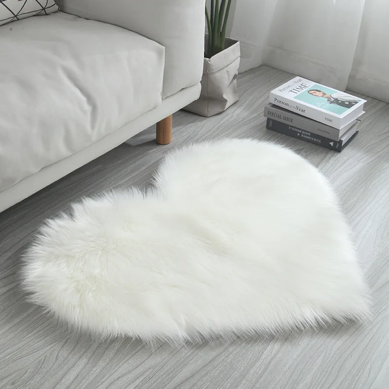 Soft Faux Fur Sheepskin Living Room Carpet Sink-in Area Rug Floor Mat Light Grey 
