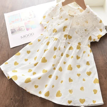 

Summer 2020 Girls Dress Lace Hook Flower Lapel Japanese Short Sleeve Princess Party Dress Baby Kids Girls Clothing