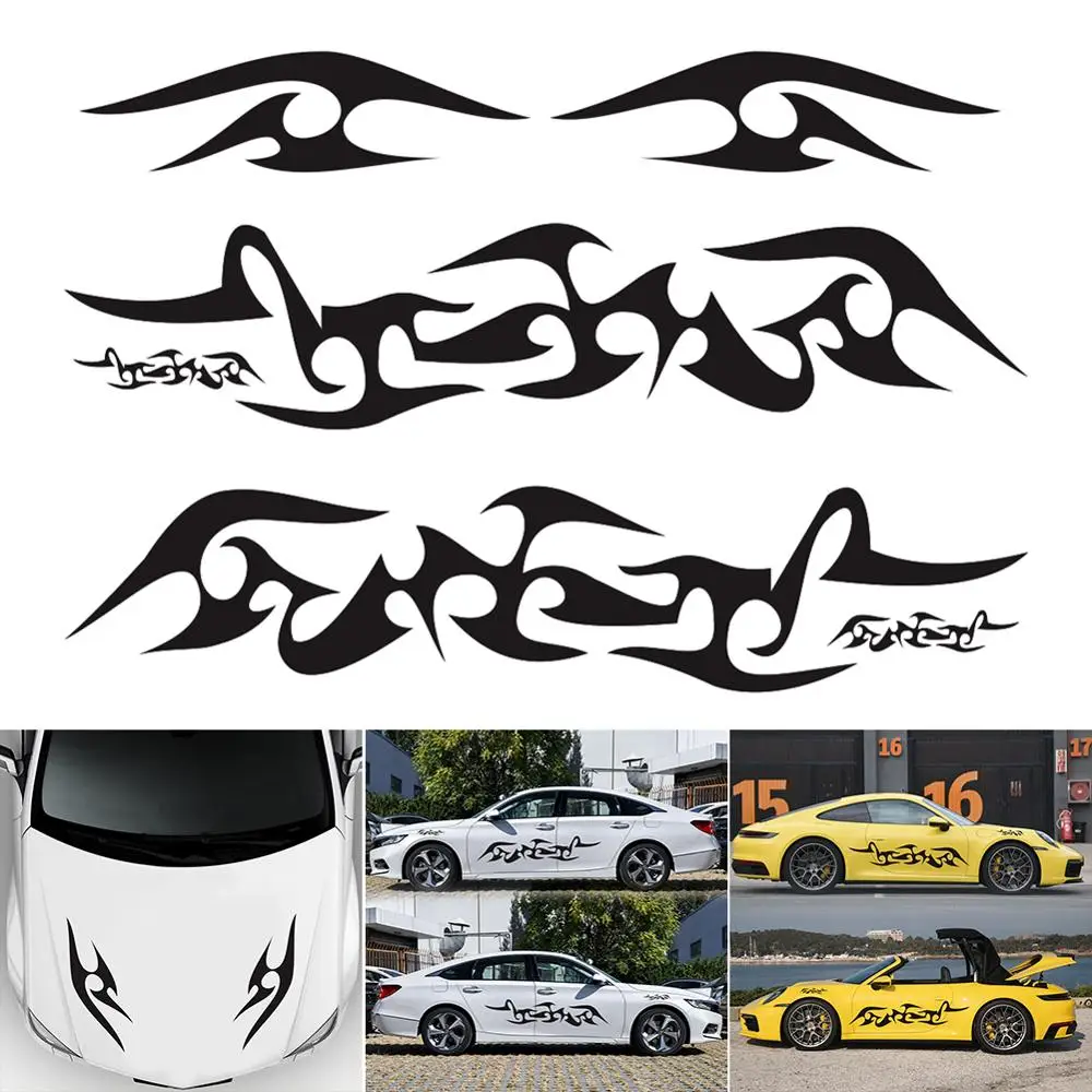 

Simple Design 6Pcs Car Flame Pattern Stickers Bumper Hood Cover Body Stickers Decals carro voiture Wholesale Quick delivery CSV