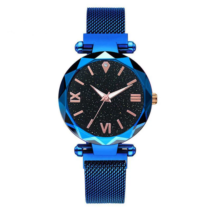 Модные магнитные часы, звездное небо, женские часы, женские наручные часы для женщин, Римский подарок, часы, reloj mujer montre femme - Цвет: Blue