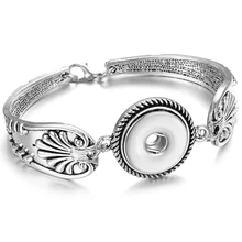 10 шт много стилей модный серебристый цветок под старину DIY женщин мужчин 18 мм до 20 мм кнопочный браслет для продажи