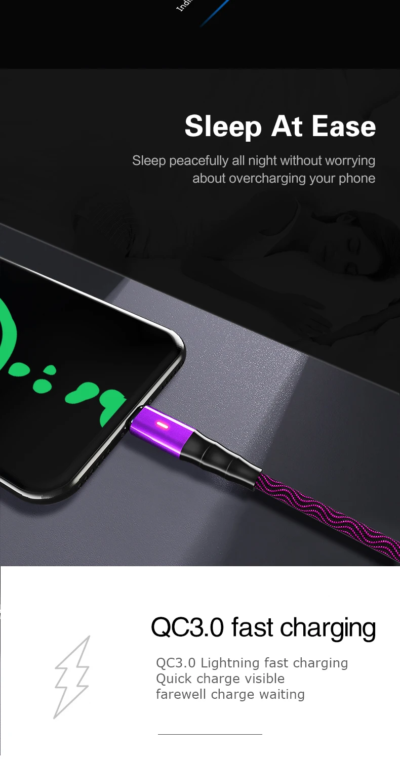 POPSTAND, быстрая зарядка, usb type C, светодиодный нейлоновый Micro USB кабель, 1,8 м, синхронизация данных, USB кабель для зарядки iphone, huawei, samsung