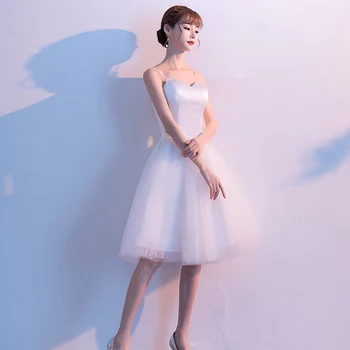 

SimpleTravel wedding dress bridal gown women‘s midi bridesmaid real photo factory price