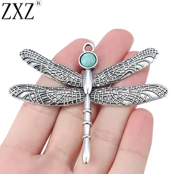 

ZXZ 2pcs Tibetan Silver Large Dragonfly Charms Pendants for Necklace Jewelry Making 81x65mm