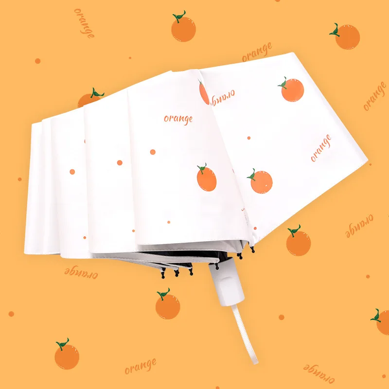 YADA INS Design Rainy Orange Umbrella Folding Creative Anti-UV Rainproof Umbrella Parasol Sun Protection Fruit Umbrella YD200041