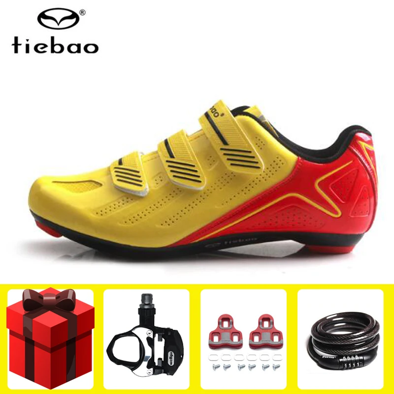 

Tiebao road cycling shoes add pedals set men sneakers sapatilha ciclismo self-locking breathable outdoor nylon sole bike shoes