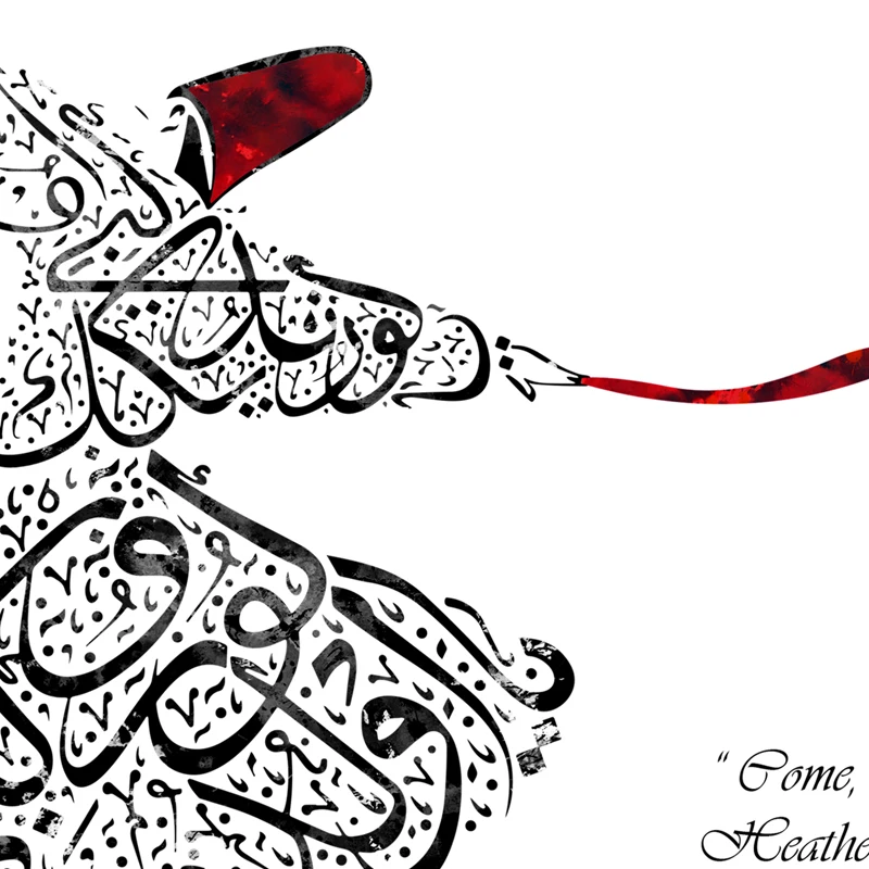 Semazen Whirling Dervish, Rumi Painting, Hand painted,Sufi, Ottoman