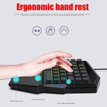 

Ergonomic Keyboard Mouse Combo One-handed 35 Keys Wired Keyboard Mouse Set for PC Gaming LHB99