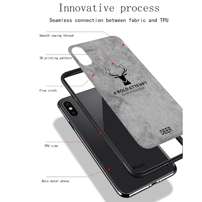 Защитный чехол с оленем для Iphone 6/6s/7/7 s/8/8 s, роскошный мягкий силиконовый+ тканевый чехол для Iphone Xr/x/xs/max