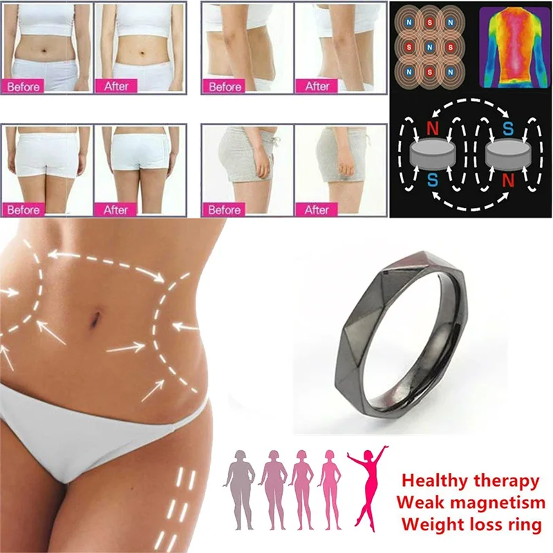 New Fashion Magnetic Therapy Lose Weight Ring Jewelry Ring Health Keep Slim Stylish Metal Touch Acupoint Health Care Finger Ring