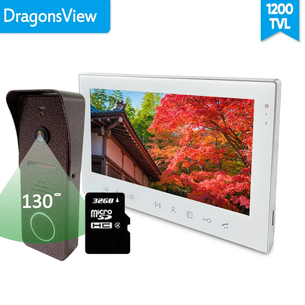  [Wide Angle] Dragonsview Doorbell Intercom Video Door Phone With Monitor 7 Inch Record Unlock Home 