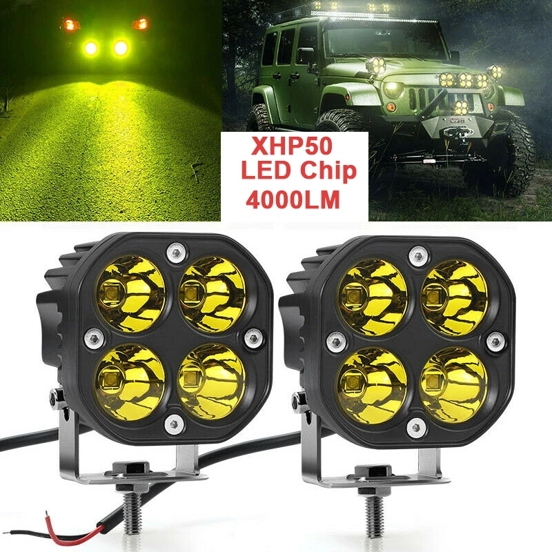 3inch 40W LED Work Light Bar Yellow Spot Pods Flood Beam for Driving Offroad Boat Car Tractor Truck | Автомобили и мотоциклы