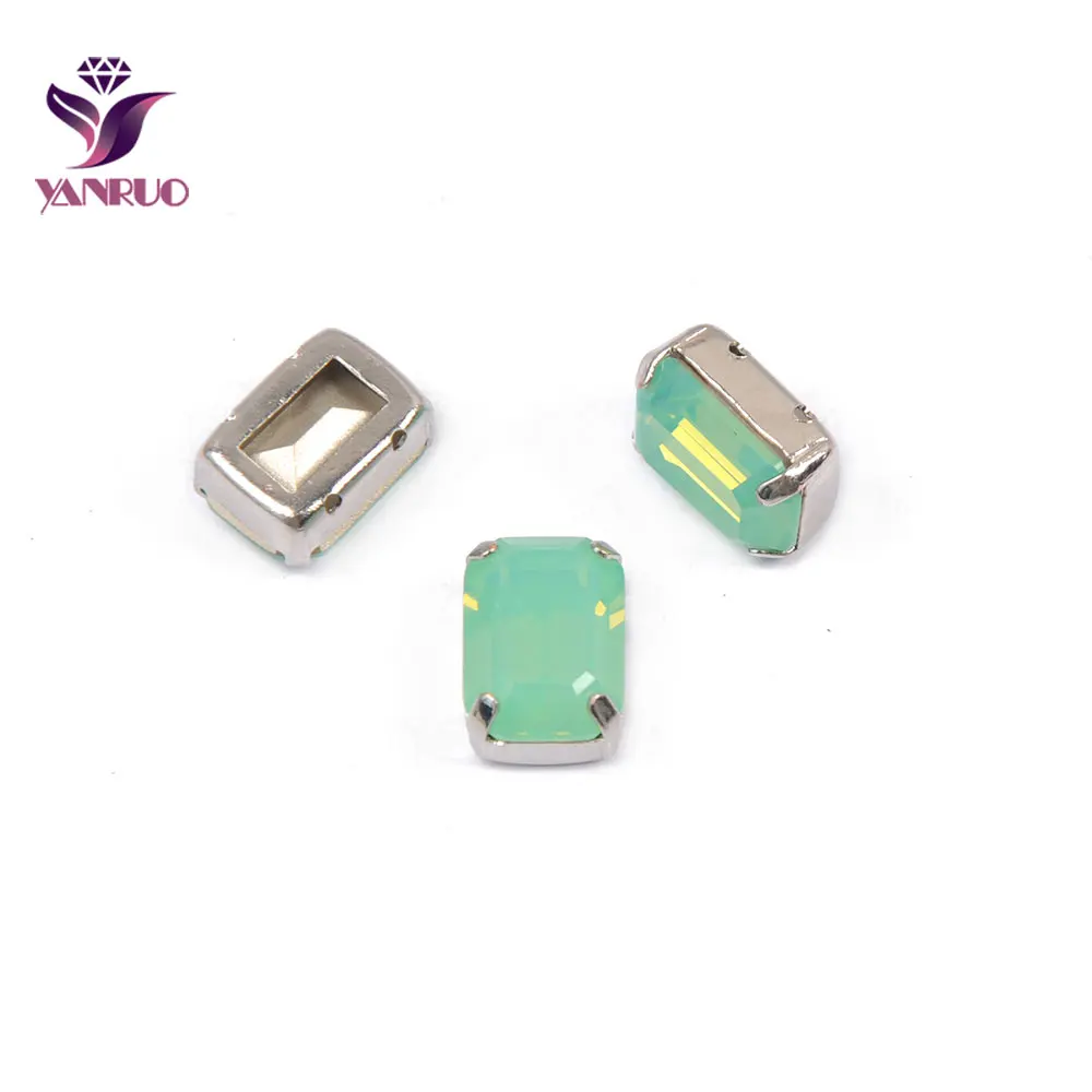 YANRUO 4610 Восьмиугольные Швейные Стразы Хрустальные стеклянные камни заостренные сзади пришитые стразы аппликации для платьев - Цвет: Pacific Opal