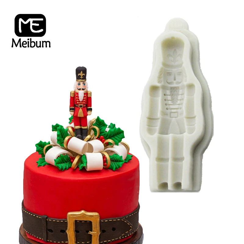 

Meibum Nutcracker Soldier Silicone Fondant Cake Mold Christmas Pattern Biscuits Sugar Craft Chocolate Candy Decorating Mould