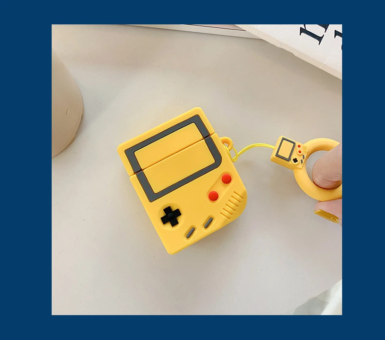 Yellow Милая игровая консоль для AirPods чехол силиконовый чехол для наушников для Apple гарнитура для AirPods защитный чехол для зарядки сумки - Цвет: Yellow