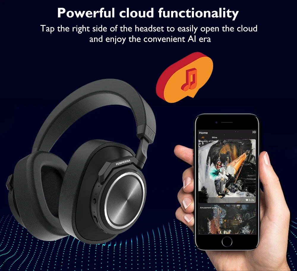 LEMFO T7 Bluetooth наушники на заказ с активным шумоподавлением Беспроводная гарнитура для телефонов и музыки с распознаванием лица