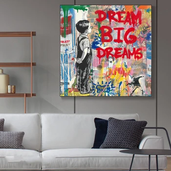 Dream Big Dreams Graffit Painting Printed on Canvas 3
