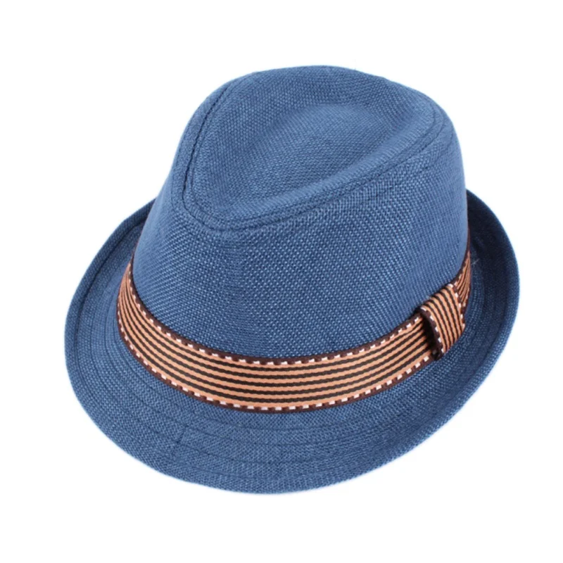 Baby Boys Girls Hat Baby Cup Baby Hat Children Jazz Straw Cap Fashion Kids Sun Cap European American Style 2-6T - Цвет: Синий